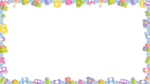 Transparent nursery border featuring baby themed icons on colorful canvas