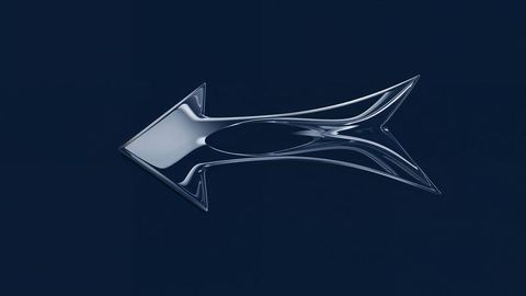 Metallic Arrow Sculpture on Navy Blue Background