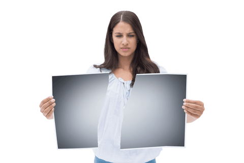 frustrated woman holding torn transparent sign mockup - Download Free Stock Videos Pikwizard.com