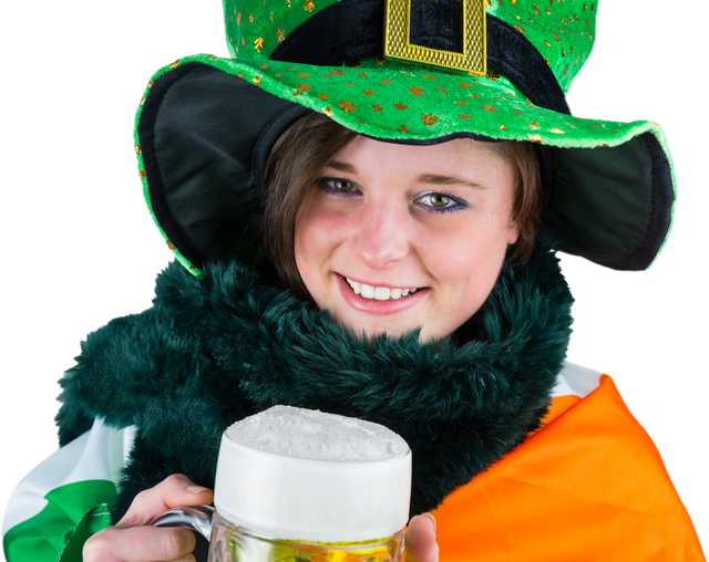 Transparent Portrait of Woman in Festive Costume Holding Beer - Download Free Stock Videos Pikwizard.com