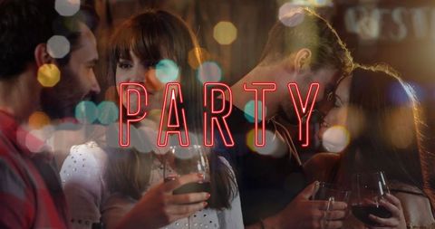 Happy Friends Gathering at Wine Party Celebration