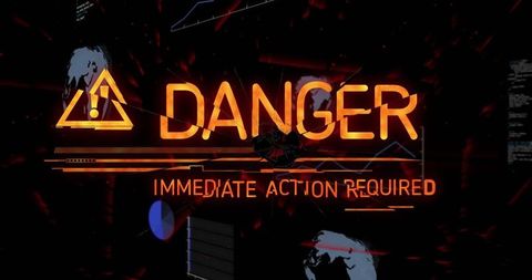 Orange danger alert ui displaying immediate action required cybersecurity threat warning