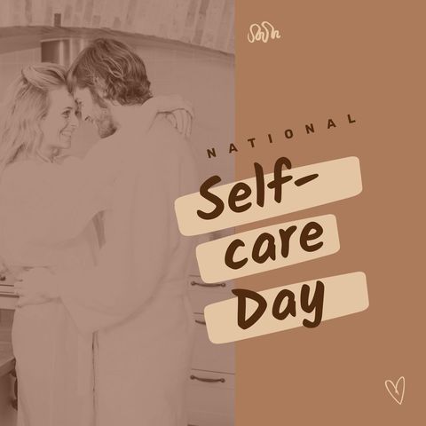 romantic couple celebrating national self-care day at home - Download Free Stock Templates Pikwizard.com