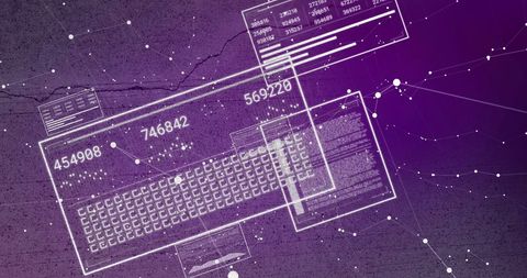Digital Data Processing with Abstract Purple Background and Charts - Download Free Stock Images Pikwizard.com