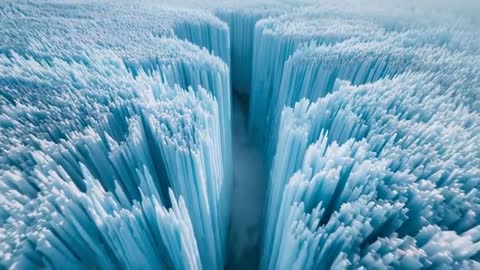 Gliding Through Futuristic Azure Crystal Canyon