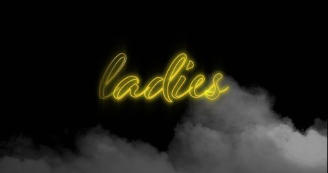 Neon Yellow Ladies Sign with Smoke and Dark Background - Download Free Stock Images Pikwizard.com