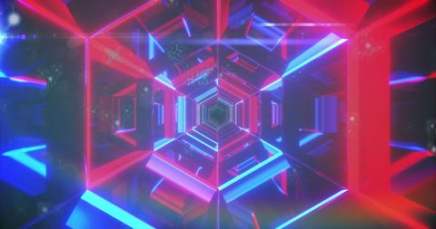 Futuristic Neon Hexagon Digital Tunnel Background