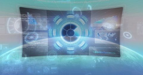 Digital Interface Displaying Data Processing Over Earth - Download Free Stock Images Pikwizard.com