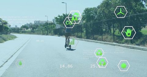 Electric Scooter with Environmental Data Overlay Modern Transportation