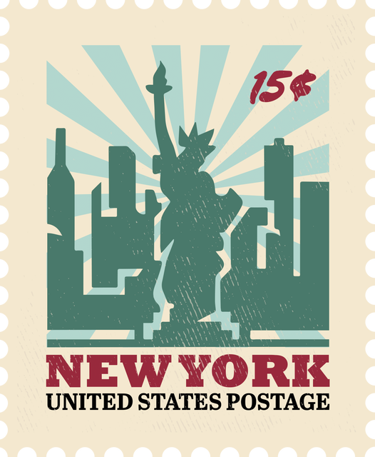 Vintage Postage Stamp with Statue of Liberty on Transparent Background - Download Free Stock Videos Pikwizard.com