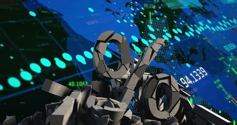 Conceptual Financial Market Decline with 3D Percent Symbol