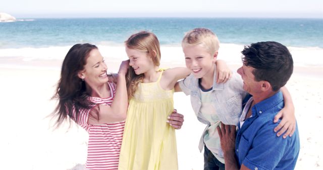 Happy Family Enjoying Beach Vacation in Summer - Download Free Stock Images Pikwizard.com