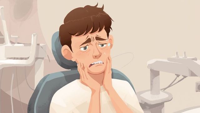 Anxious patient in dental clinic with apparatus