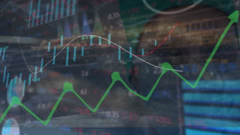 Abstract Financial Graph Overlaying Urban Scene