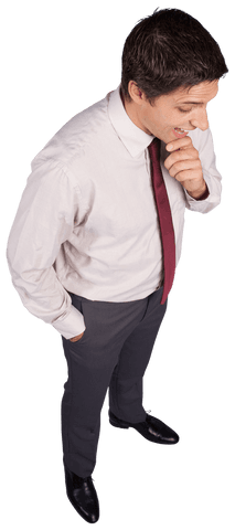 Transparent businessman pondering decision making