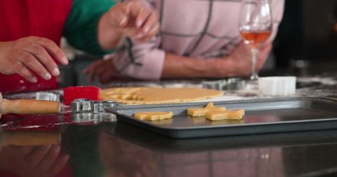 Cozy baking session with friends at home kitchen