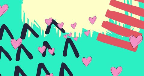 Pink Hearts on Abstract Colorful Background - Download Free Stock Images Pikwizard.com