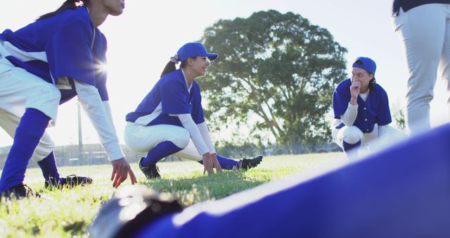 Female Baseball Players Stretching Together Outdoors - Download Free Stock Images Pikwizard.com