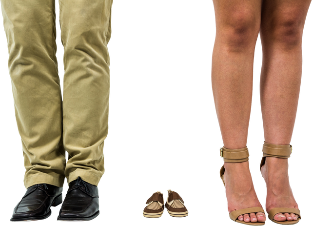 Low section of couple standing beside baby booties on transparent background - Download Free Stock Videos Pikwizard.com