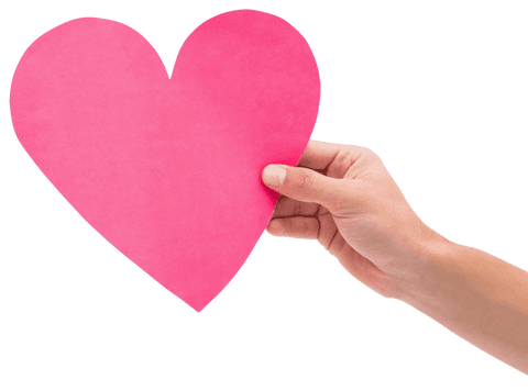 Transparent Hand Holding Pink Heart Symbolizing Love and Romance