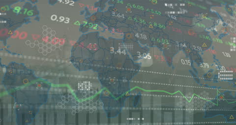 Global Financial Data Animation with Cityscape Overlay