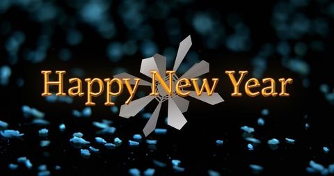 Happy New Year Text with Festive Christmas Decorations