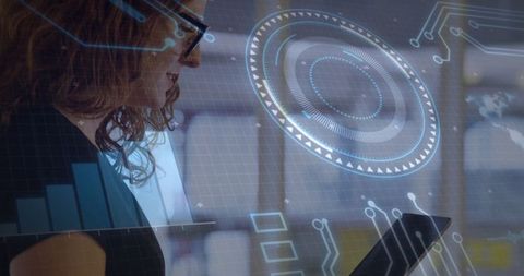 Tech Professional Analyzing Data with Holographic Interface - Download Free Stock Images Pikwizard.com