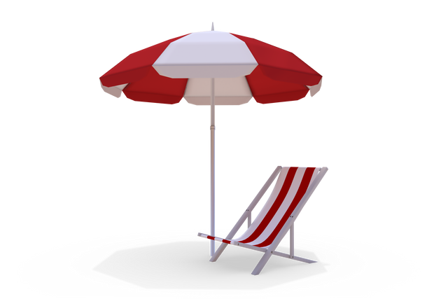 This digital illustration of a sunbed and striped umbrella on a transparent background is ideal for vacation or summer-themed projects. It quality means it’s excellent for creating travel advertisements, summer camp promotions, websites, and digital designs featuring leisure and relaxation. Its perfect separation from the background makes it easy to integrate into any layout.