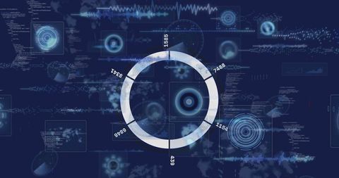 Futuristic interface with glowing data visualization