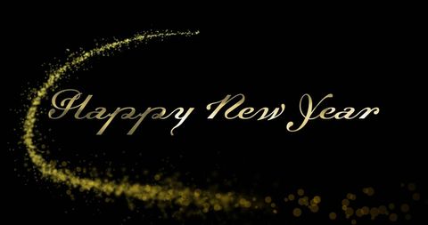 Happy new year text with glittering gold design