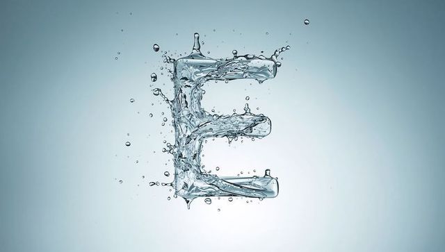 3D Water Letter E with Dramatic Splash Effect