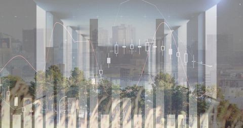 Urban Skyline Merging with Financial Charts and Green Corridor for Sustainable Growth