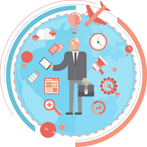 Businessman Surrounded by Work-Related Icons on Transparent Background - Download Free Stock Videos Pikwizard.com