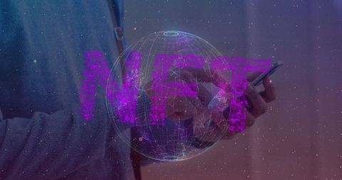 Hands Holding Smartphone with Digital NFT Hologram - Download Free Stock Images Pikwizard.com