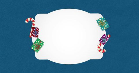 Christmas candy canes and presents with copy space