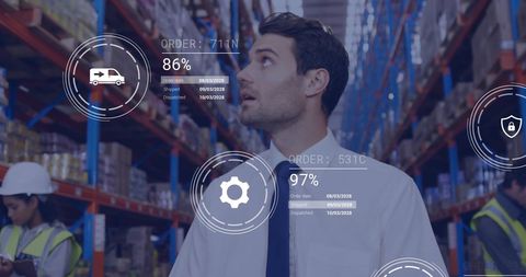 Warehouse Manager Analyzing Data with Augmented Reality Interface - Download Free Stock Images Pikwizard.com
