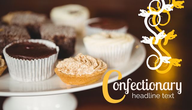 Ideal for bakery menu layouts, dessert blog visuals, or promotional materials for bakeries and patisseries. Highlights delicious variety of homemade cakes and tarts perfectly, showcasing appeal for dessert enthusiasts.