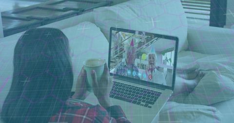 Virtual Chat with Family during Celebration Technology Concept