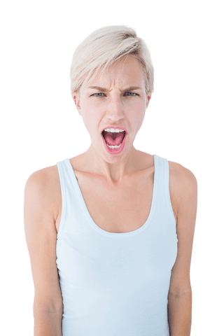 Transparent Background of Angry Blonde Woman Screaming - Download Free Stock Videos Pikwizard.com