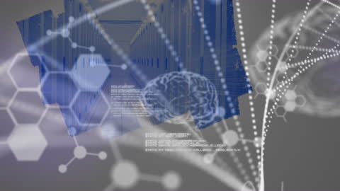 Futuristic Digital Brain with DNA and Data Processing Elements
