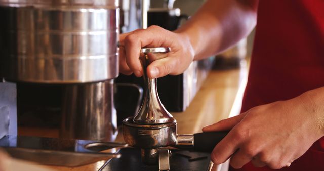 Barista Operating Espresso Machine in Cafe - Download Free Stock Images Pikwizard.com