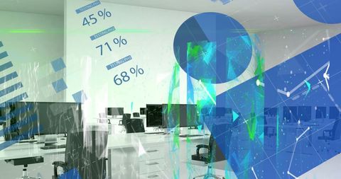 Digital Data Visualization Overlay on Office Workspace - Download Free Stock Images Pikwizard.com