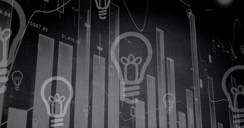 Glowing lightbulb over finance dashboard representing innovative analytics