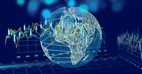 Global Financial Data Visualization with Abstract Globe - Download Free Stock Images Pikwizard.com