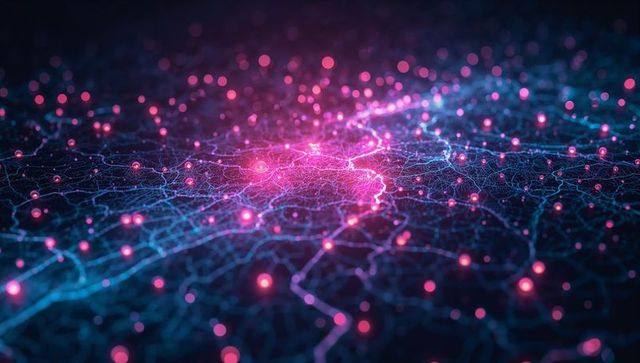 Glowing network pathways pumping digital magic