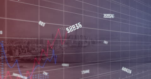 Dynamic Data Visualization Over Modern Cityscape Background