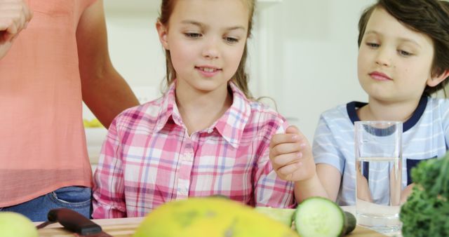 Kids Making Healthy Snacks with Fresh Vegetables in Kitchen - Download Free Stock Images Pikwizard.com