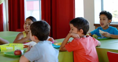 Children Sharing Meal in Cozy School Cafeteria - Download Free Stock Images Pikwizard.com