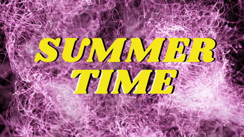 Vibrant Summer Time Text with Purple Glowing Lights