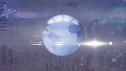 Globe Animation with Digital Data Graphics